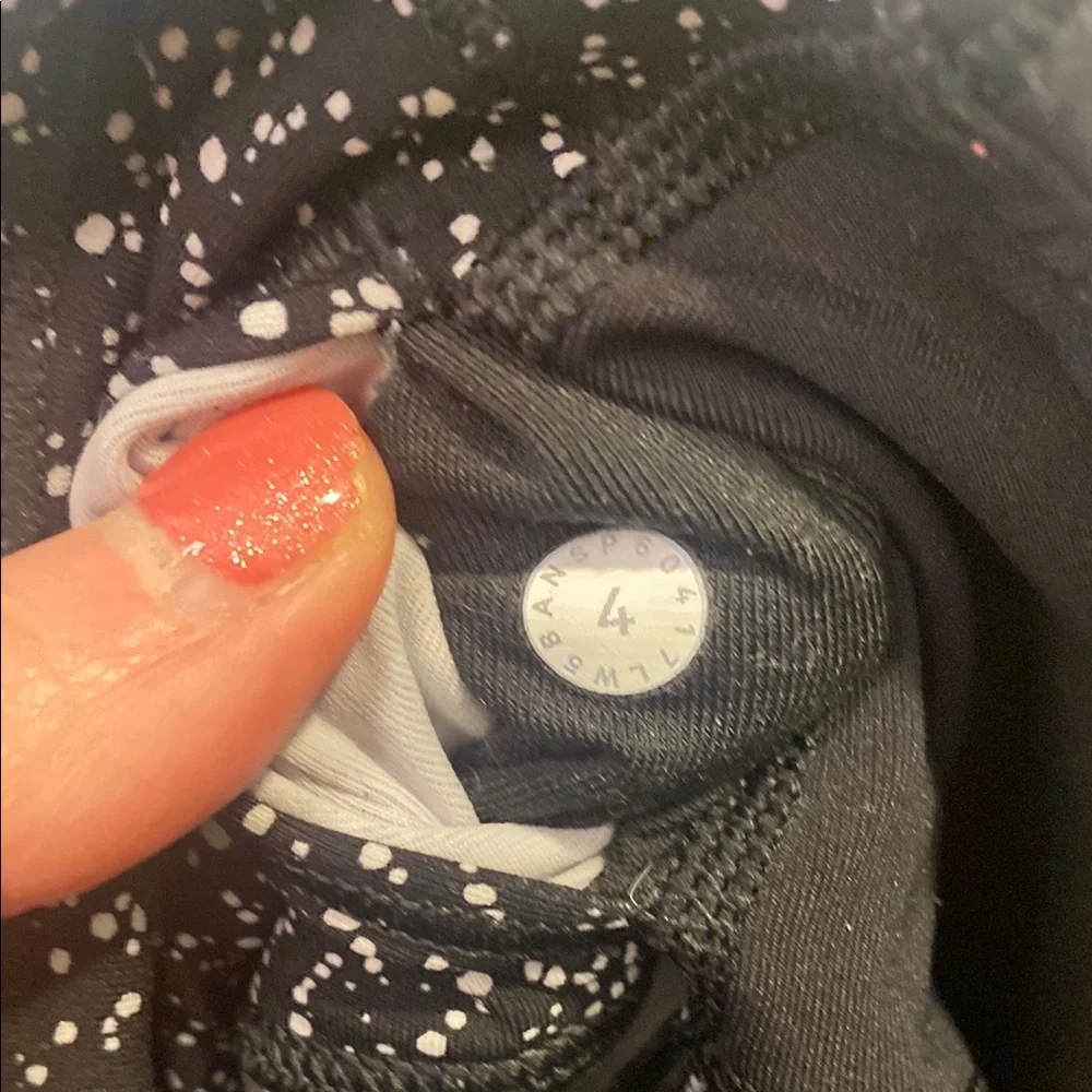 Lululemon Wunder Under Black Athletic Leggings Speckled Panels, White Colorblock